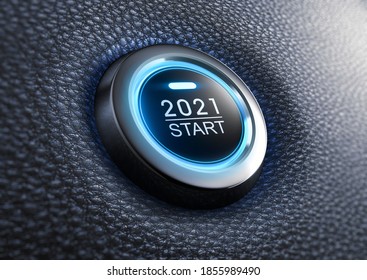 Start Button Year 2021 - 3D Illustration