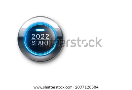 Start button Year 2022 on white background - 3D illustration
