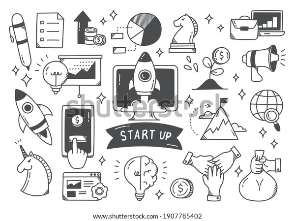 Start Concept Doodle Set Stock Illustration 1907785402 | Shutterstock