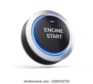 Start Engine Button. Start Engine 3d Icon. 3d Rendering