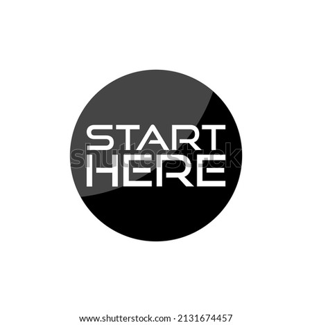 Start here button for web site icon isolated on white background