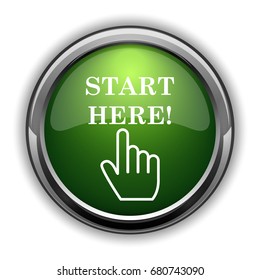 Start Here Icon. Start Here Website Button On White Background