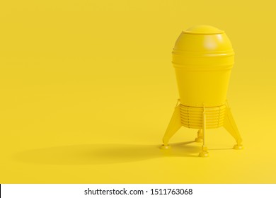 Start up and Minimal concept. Rocket yellow background, 3D Render.