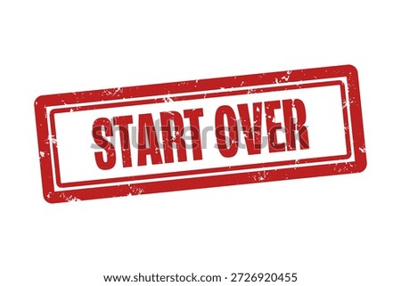 Start over. A red stamp isolated on white background.