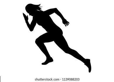 White Background Black Silhouette Young Female Stock Illustration ...