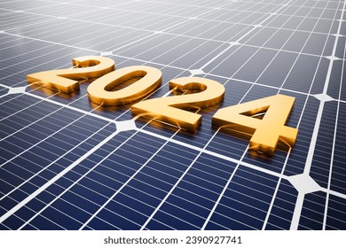 Start the year 2024 with solar power, and solar panels. clean energy, environmentally friendly energy. - Powered by Shutterstock