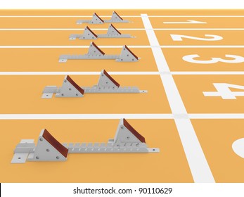 Starting blocks in track and field. 3D model - Powered by Shutterstock