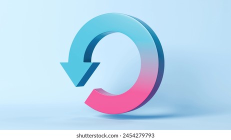 Starting Over, Redo or Restart 3D Arrow, Reload symbol, Resetting and Restarting Concept, 3D render