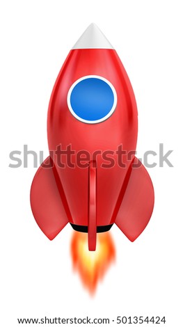Startup concept.  a red rocket is strat up symbol, 3d rendering