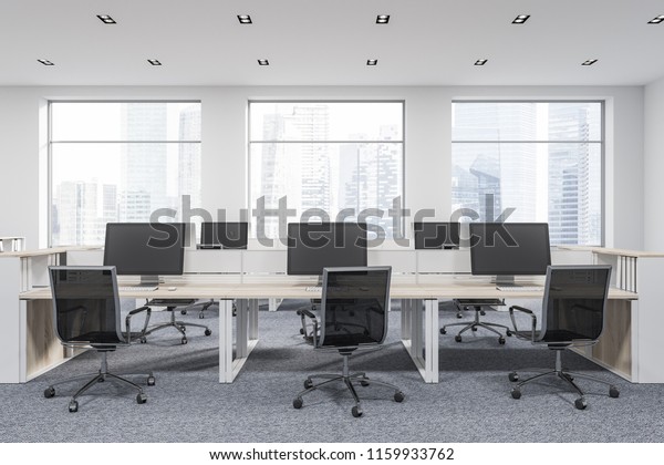 Startup Office Corner Gray Carpet Rows Stock Illustration 1159933762