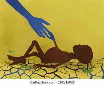 Starving Child Receiving Helping Hand