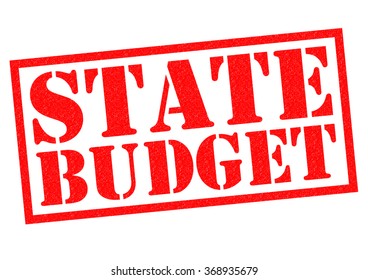 STATE BUDGET Red Rubber Stamp Over A White Background.