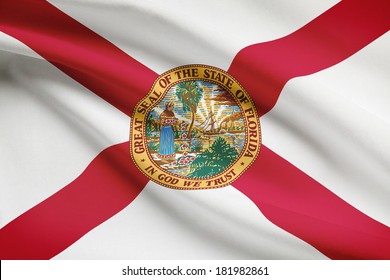 State Of Florida Flag Blowing In The Wind. Part Of A Series.