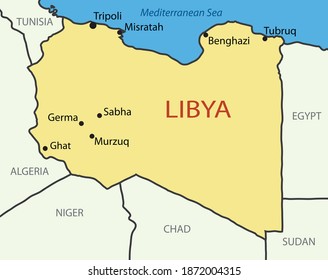 Libya Map Indication Largest Cities Stock Vector (Royalty Free) 295489652