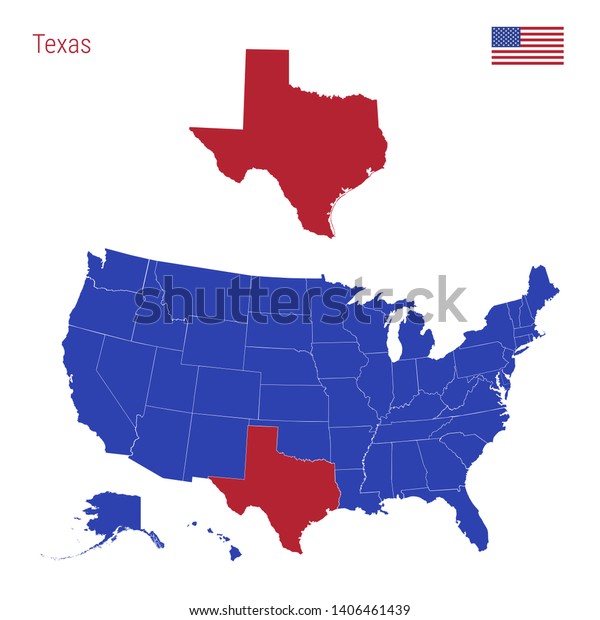 State Texas Highlighted Red Blue Map Stock Illustration 1406461439
