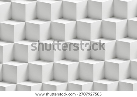 The static background displays a repeating geometric pattern of light gray cubes. 3D Illustration