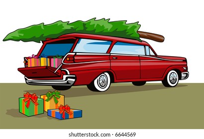 Station Wagon With Christmas Tree