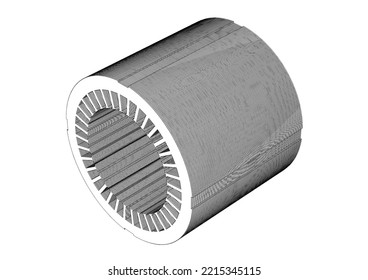 Stator Lamination For Electric Motor 3D Rendering