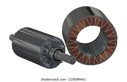 Stator Rotor Electric Motor 3d Illustration Stock Illustration ...