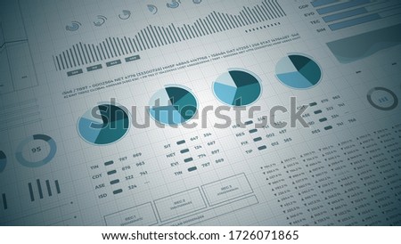 Stats analysis reports and financial data 3D. Ideal for financial, banking, scientific and mathematical medical topics. Perfect for background or high quality and professional opening and closing.