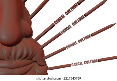 Statue Face Partially Erased By Pencils With Eraser, Metaphorically Represents Cancel Culture And Historical Revisionism, 3d Illustration, 3d Rendering