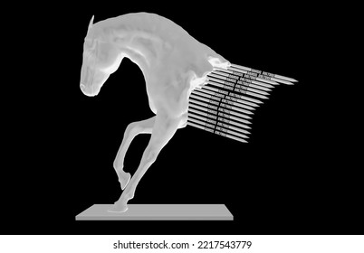 Statue Of Horse Partially Erased By Pencils With Eraser, Metaphorically Represents Cancel Culture And Historical Revisionism, 3d Illustration, 3d Rendering