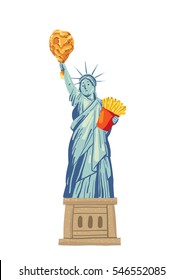 Statue Of Liberty In Cartoon Illustration 