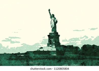 Statue Liberty Comic Book Cartoon Style Stock Illustration 1120805804 ...