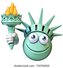 Statue Of Liberty Emoji, Cartoon Emoticon 3d Rendering