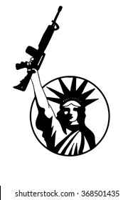 Statue Liberty Holding Gun Silhouette Illustration Stock Illustration ...