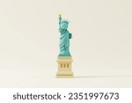 Statue of Liberty Isolated on White Background. Travelling and holidays to New York, USA. Travel famous landmarks or world attractions concept. 3d Render illustration.