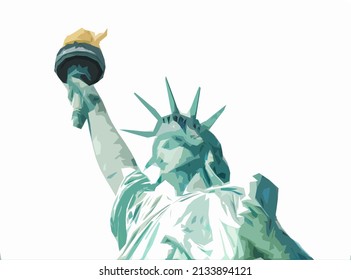 The Statue Liberty isolated white background  Flat drawing style