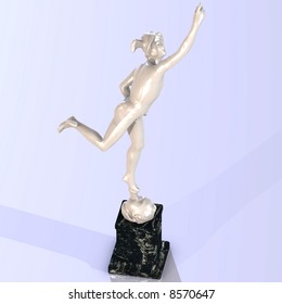 statue of mercury - with clipping path