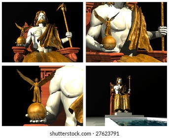 Statue Of Zeus At Olympia. 3D Reconstructions