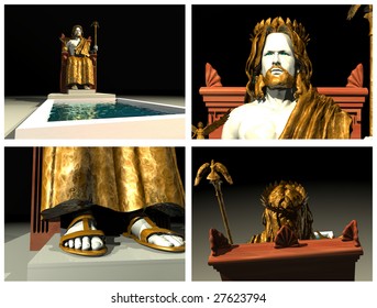 Statue Of Zeus At Olympia. 3D Reconstructions