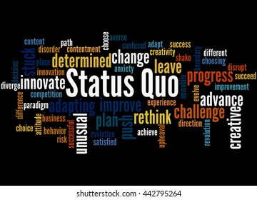 Status Quo, Word Cloud Concept On Black Background.