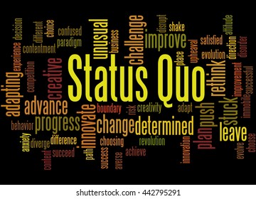 Status Quo, Word Cloud Concept On Black Background.