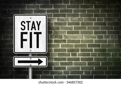 STAY FIT - road sign illustration - Powered by Shutterstock