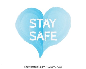 Stay Safe Blue Heart Illustration
