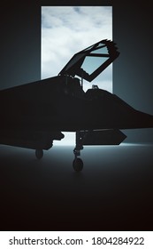 Stealth Bomber Jet Aircraft In A Dark Hanger 3d Illustration 3d Render