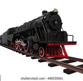 Steam Locomotive Train. 3D Rendering