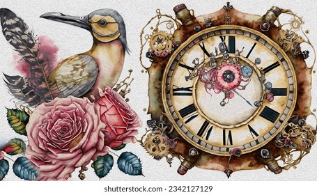 steam punk watercolor painting