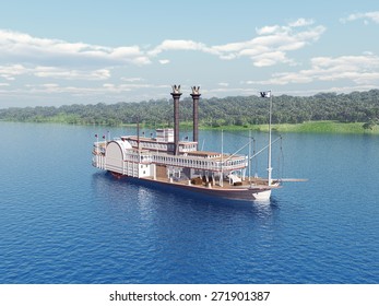 Steamboat Of The Mississippi Computer Generated 3D Illustration