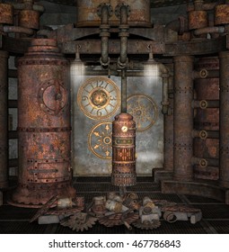 Steampunk Boiler Room - 3D Illustration