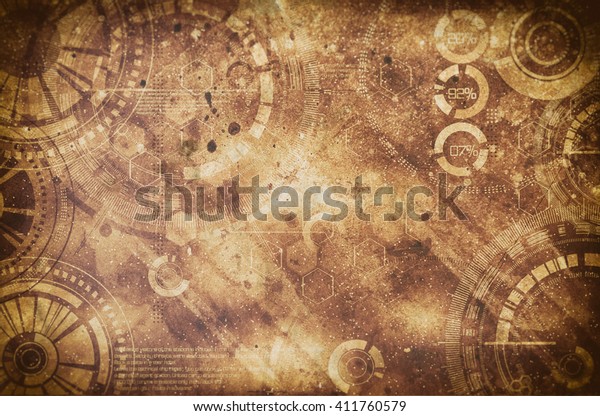Steampunk grunge background, steam punk elements,\
cogs, gears, gearweels and other mechanism machinery elements with\
old antique rusty metal colors, dust and dirt. Steampunk metal\
ferruginous\
pattern
