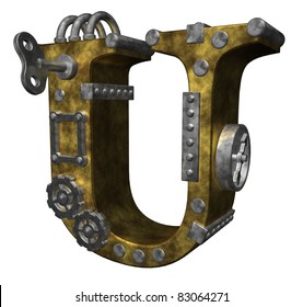 Steampunk Letter U On White Background Stock Illustration 106523966