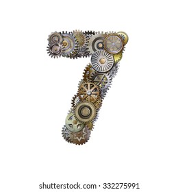 Steampunk Metallic Gears Font Number 7 Stock Illustration 332275991 ...