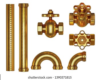 Steampunk Pipes Element. 3D Render
