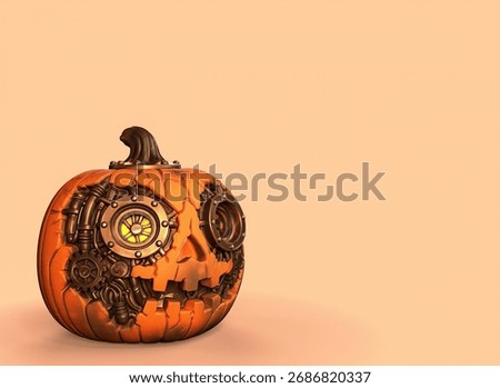 Steampunk pumpkin on isolated background 3d-rendering.