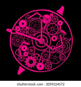 Steampunk style clock mechanism illustration